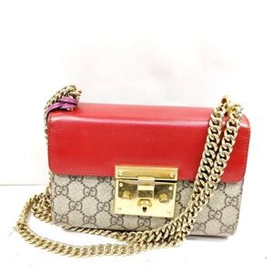 Gucci Red and Beige Crossbody with Gold Chain